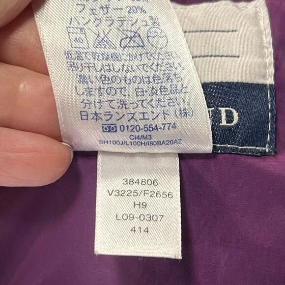 Lands End Floral Down Puffer Vest M 10-12 Bright Snap Close Pink Green Purple - Picture 9 of 14